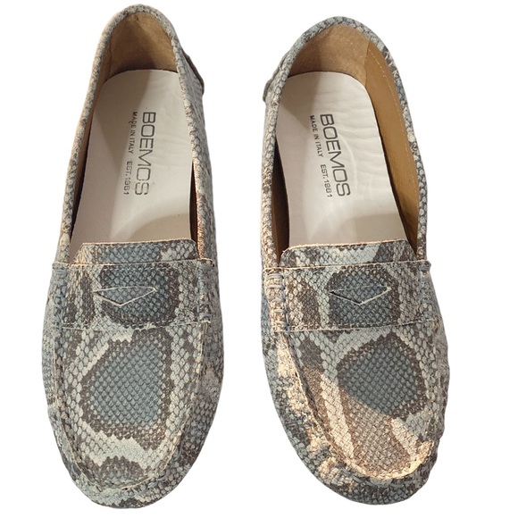 boemos Shoes - Boemos grey blue snakeskin print driving loafers made in Italy size 38 EU